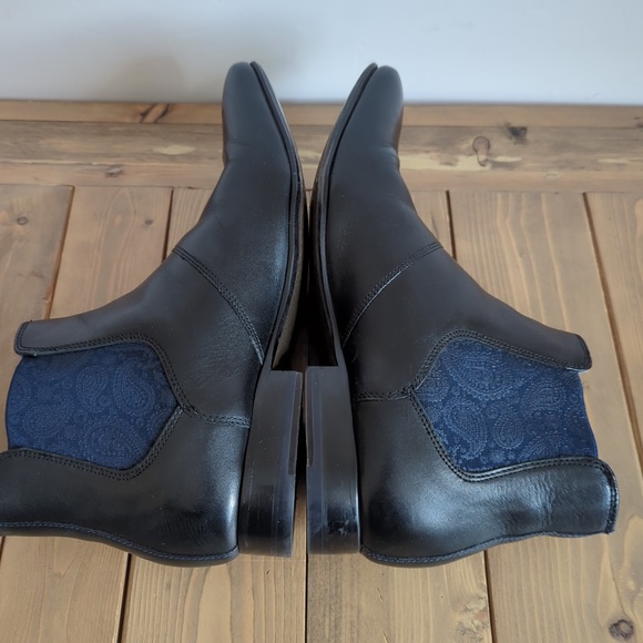 Ted Baker Black Leather w/ Paisley Print Boots - Picture 6 of 13